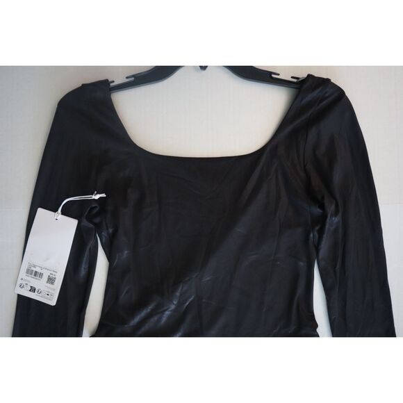 Lululemon Women's Sz M Black Wundermost Nulu Square Neck L/S Bodysuit *Shine - Picture 7 of 10